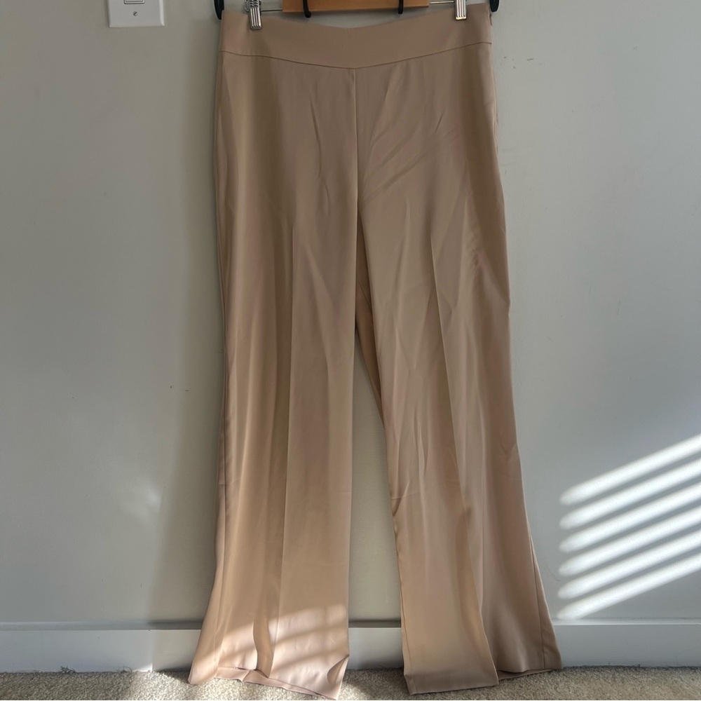 Anne Klein Wide Leg Champagne Silky Pants Classic Minimalist